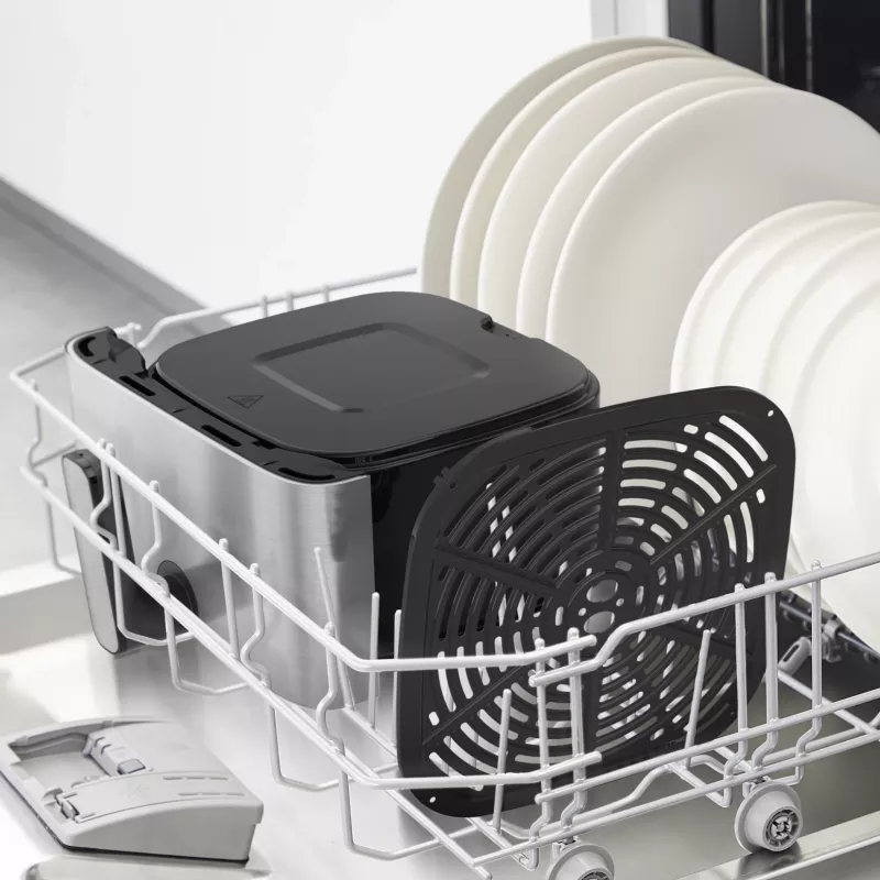 Fritadeira Tefal Easy Fry Mega EY855D10 individual 7,5 l de pé 2020 W fritadeira de ar quente preta, aço inoxidável
