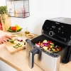 Fritadeira Tefal Easy Fry Mega EY855D10 individual 7,5 l de pé 2020 W fritadeira de ar quente preta, aço inoxidável