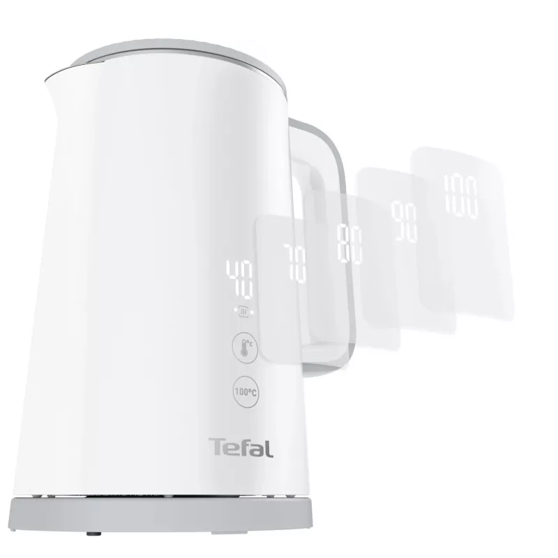 Chaleira elétrica Tefal KO6931, 1,5 L, 1800 W, branca, 5 definições de temperatura, função de manutenção de calor 30 min.