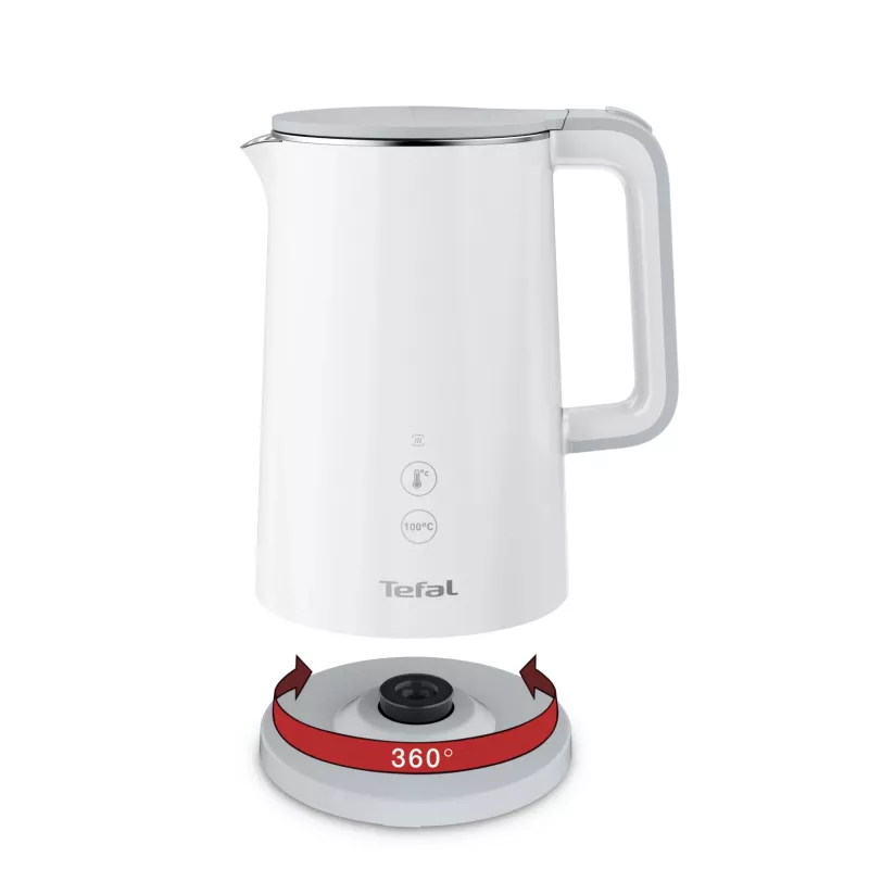 Chaleira elétrica Tefal KO6931, 1,5 L, 1800 W, branca, 5 definições de temperatura, função de manutenção de calor 30 min.
