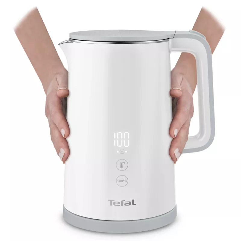 Chaleira elétrica Tefal KO6931, 1,5 L, 1800 W, branca, 5 definições de temperatura, função de manutenção de calor 30 min.