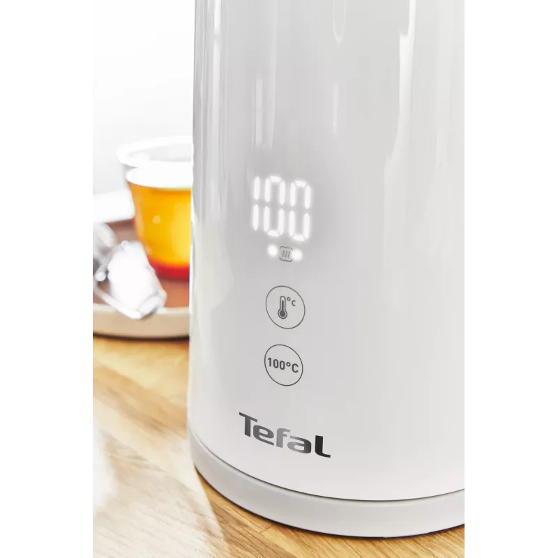 Chaleira elétrica Tefal KO6931, 1,5 L, 1800 W, branca, 5 definições de temperatura, função de manutenção de calor 30 min.