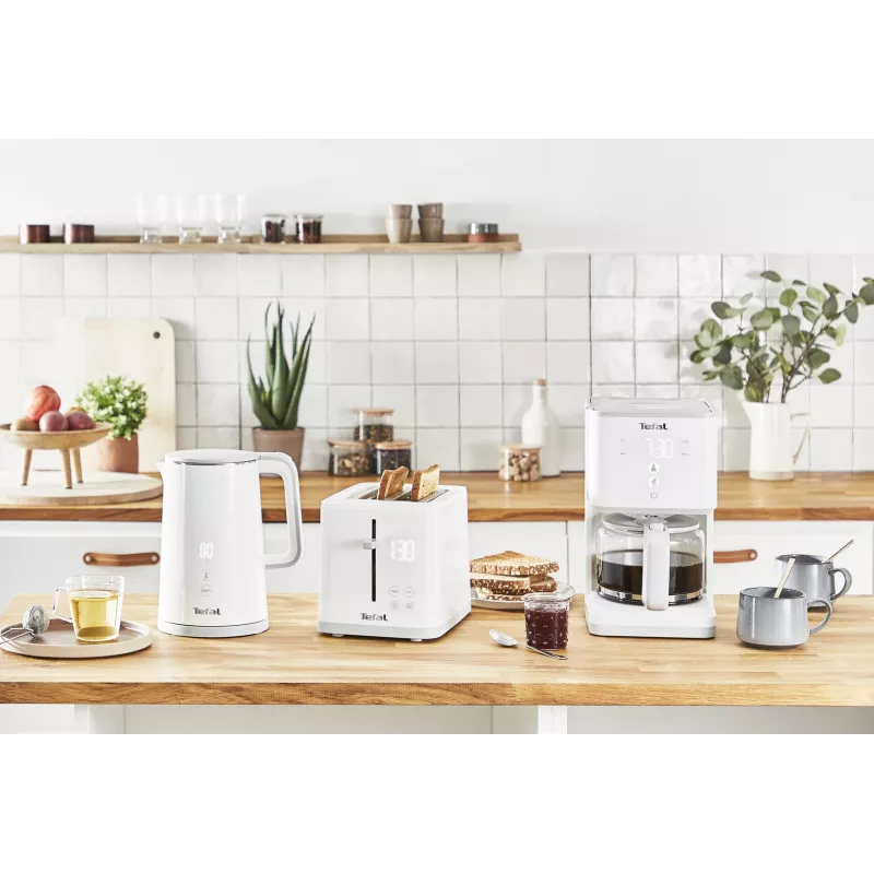 Chaleira elétrica Tefal KO6931, 1,5 L, 1800 W, branca, 5 definições de temperatura, função de manutenção de calor 30 min.