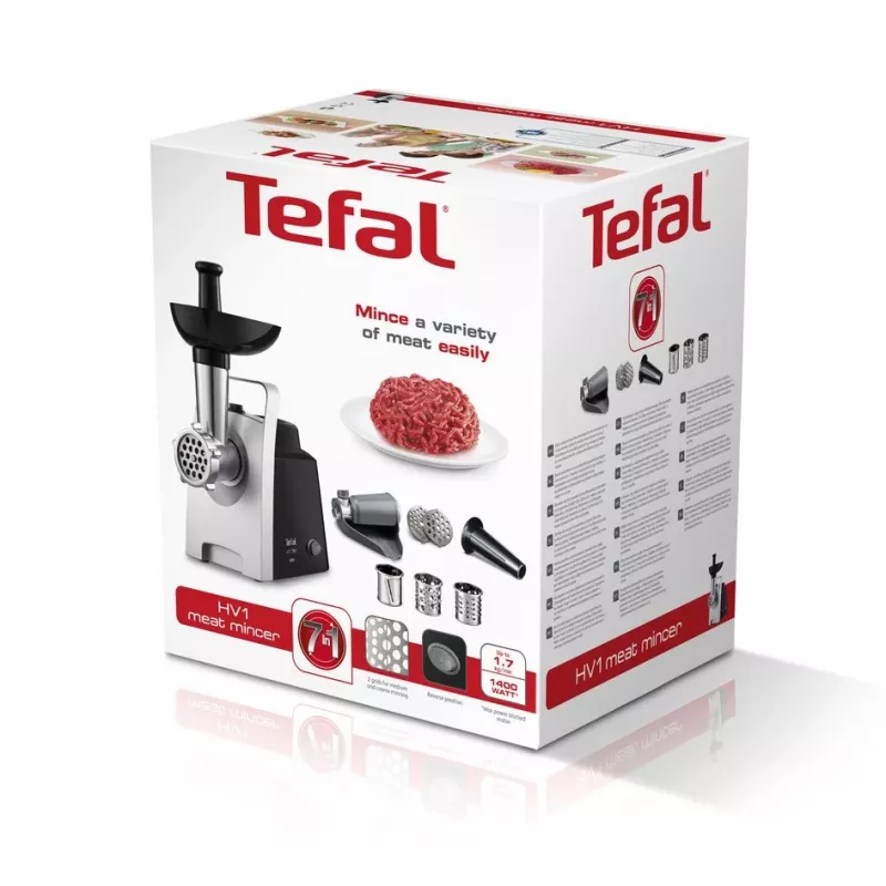 Picadora de carne Tefal HV1 NE1098 1400 W 1,7 kg/min preta, prateada