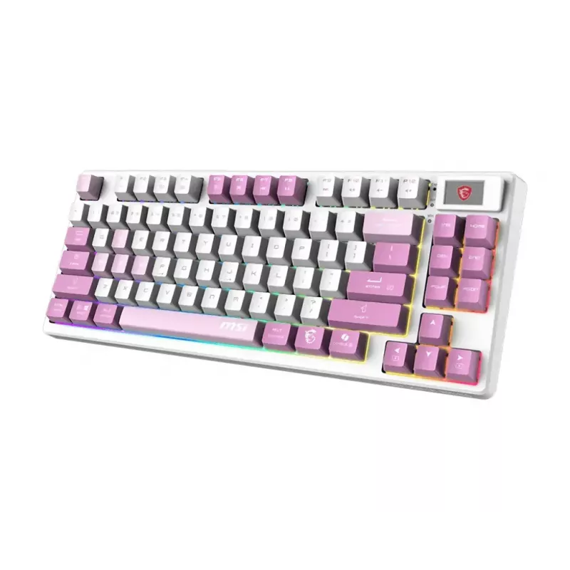 Teclado MSI FORGE GK600 TKL WIRELESS VIOLET gaming USB + Bluetooth QWERTY UK English rosa, violeta, branco