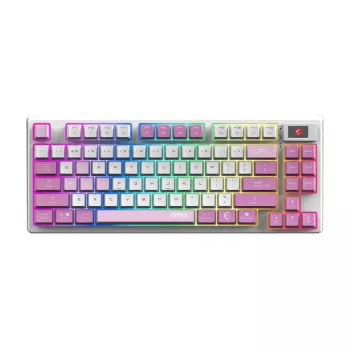 Teclado MSI FORGE GK600 TKL WIRELESS VIOLET gaming USB + Bluetooth QWERTY UK English rosa, violeta, branco