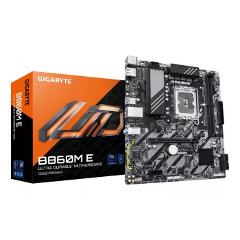Placa-mãe Micro-ATX GIGABYTE B860M E — LGA 1851 para Intel Core Ultra, DDR5 até 8800 MHz (O.C.), 2×PCIe 4.0 M.2, 1GbE