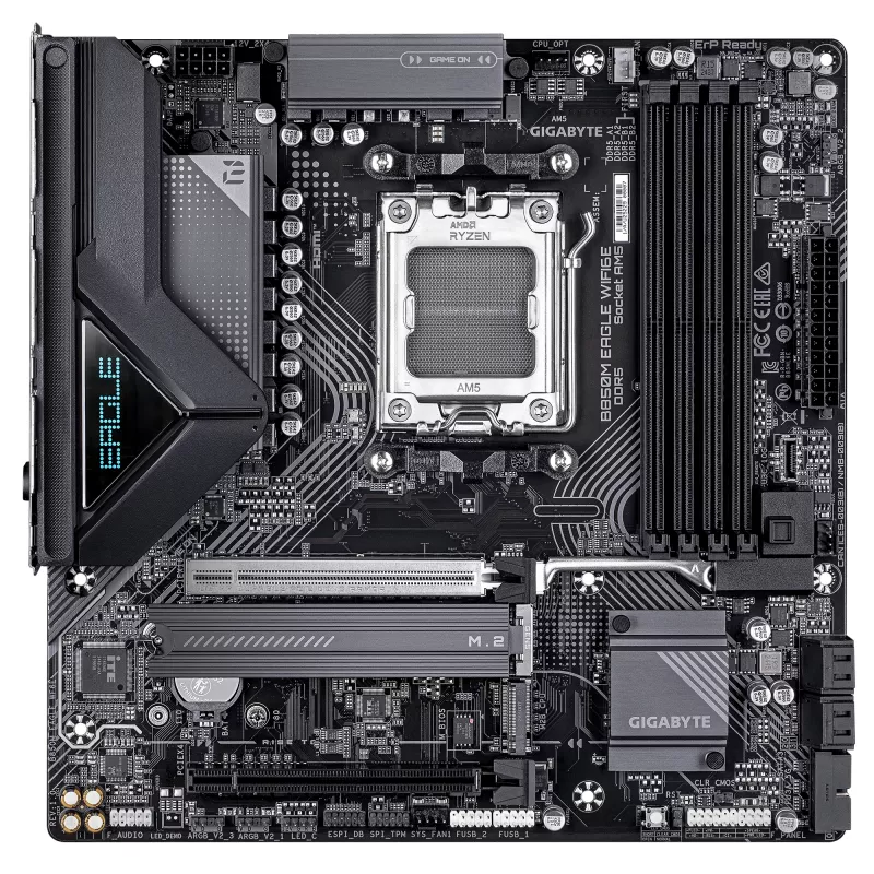 Placa-mãe GIGABYTE B850M EAGLE WIFI6E Socket AM5 para AMD Ryzen 7000/8000/9000, DDR5 até 8200MHz (OC), PCIe 5.0, Wi‑Fi 6E, 2.5 GbE
