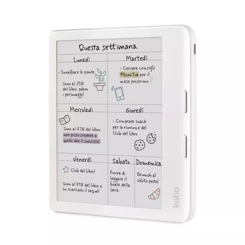 Leitor de e-books Kobo Libra Colour 7 polegadas E Ink Kaleido, 32 GB, Wi‑Fi, Bluetooth, à prova de água, branco