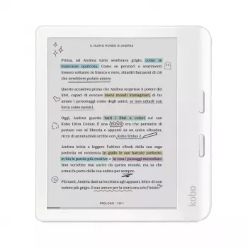 Leitor de e-books Kobo Libra Colour 7 polegadas E Ink Kaleido, 32 GB, Wi‑Fi, Bluetooth, à prova de água, branco