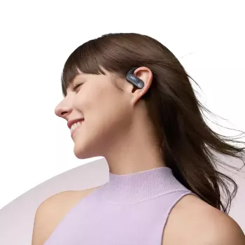 Headset SHOKZ OpenFit Air sem fios gancho de orelha chamadas/música/desporto/dia a dia Bluetooth preto
