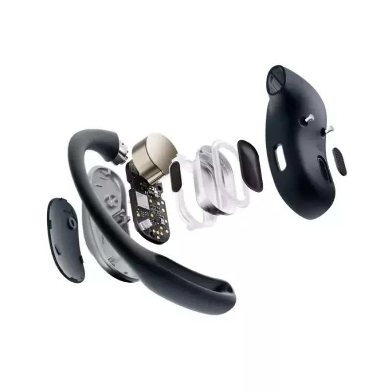 Headset SHOKZ OpenFit Air sem fios gancho de orelha chamadas/música/desporto/dia a dia Bluetooth preto