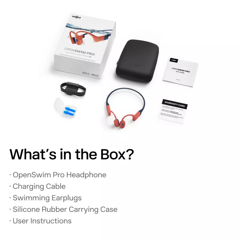 Headset Shokz OpenSwim Pro — headset sem fios open-ear de condução óssea, IP68 à prova de água, Bluetooth 5.4, 32 GB, 9 h de reprodução, cinzento