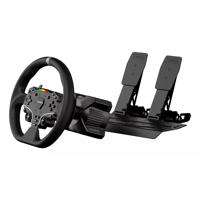 Volante e pedais Moza Racing R3 para PC, volante + pedais, PC, D-Pad, botão de menu, botão de modo, botão de pausa/configuração, botão de início, Digital, Ilimitado, Direct Drive