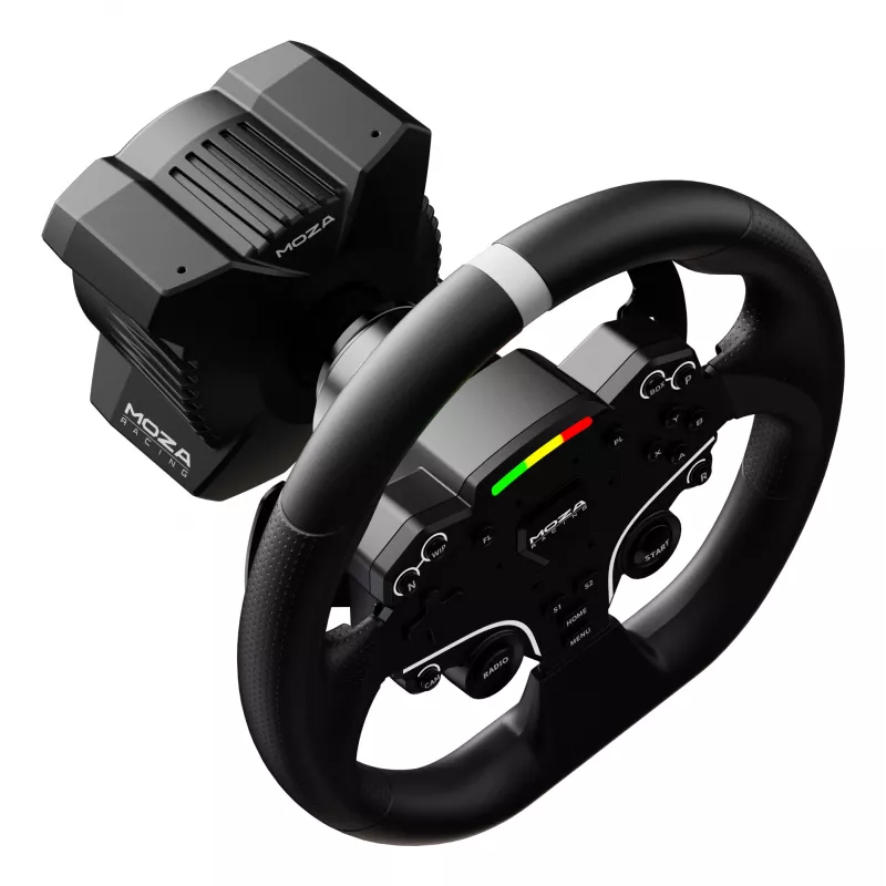 Volante e pedais Moza Racing R3 para PC, volante + pedais, PC, D-Pad, botão de menu, botão de modo, botão de pausa/configuração, botão de início, Digital, Ilimitado, Direct Drive