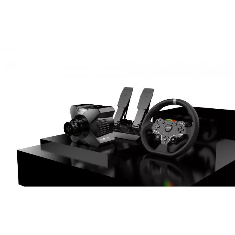 Volante e pedais Moza Racing R3 para PC, volante + pedais, PC, D-Pad, botão de menu, botão de modo, botão de pausa/configuração, botão de início, Digital, Ilimitado, Direct Drive