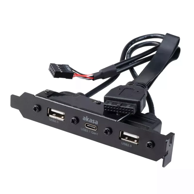 Akasa AK-CBUB53-40BK cabo adaptador de USB 3.0/2.0 interno para USB-C externo e 2x USB 2.0 Tipo A, 40 cm, preto