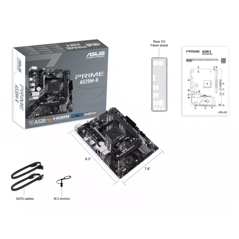 Placa-mãe ASUS PRIME A520M-R, AMD A520, Socket AM4, micro ATX