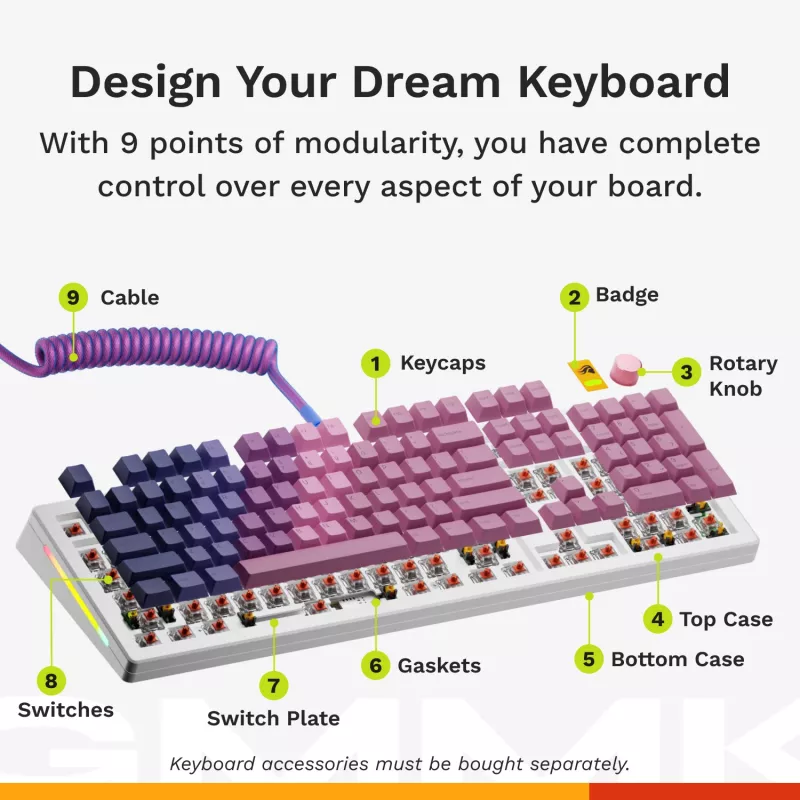 Glorious GMMK 3 HE 100% teclado gaming com fios prebuilt, switches Fox HE, ANSI US, branco