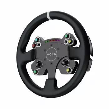 Volante Moza Racing CS V2P Dual Clutch, volante, PC, com fio, USB, Preto, Alumínio