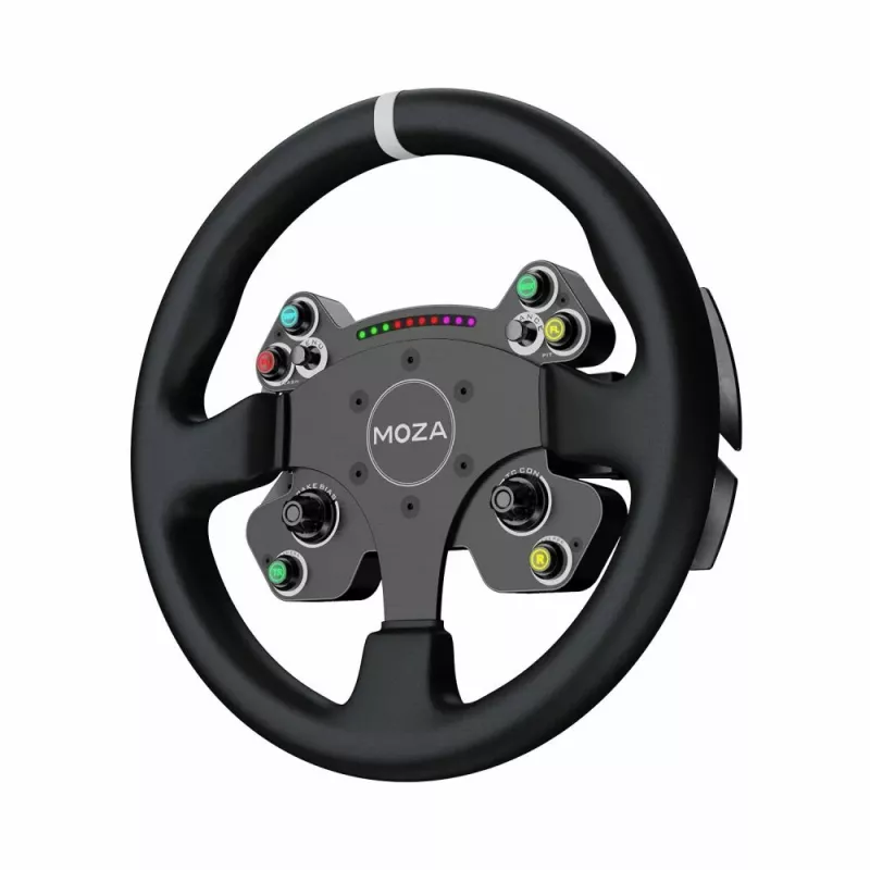 Volante Moza Racing CS V2P Dual Clutch, volante, PC, com fio, USB, Preto, Alumínio
