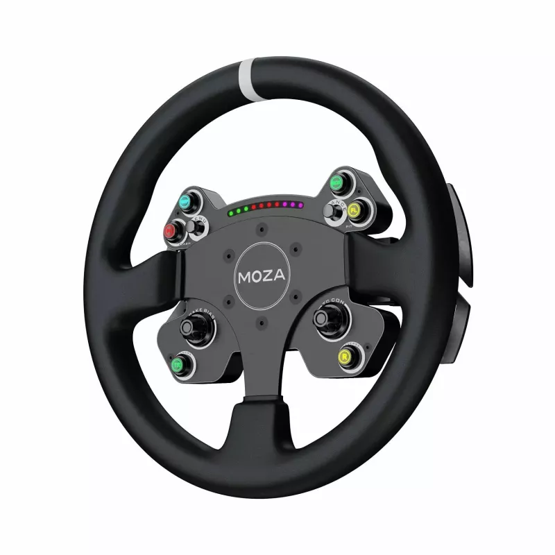 Volante Moza Racing CS V2P Dual Clutch, volante, PC, com fio, USB, Preto, Alumínio