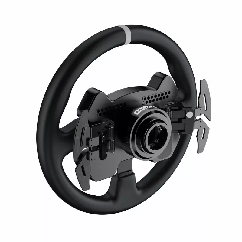 Volante Moza Racing CS V2P Dual Clutch, volante, PC, com fio, USB, Preto, Alumínio
