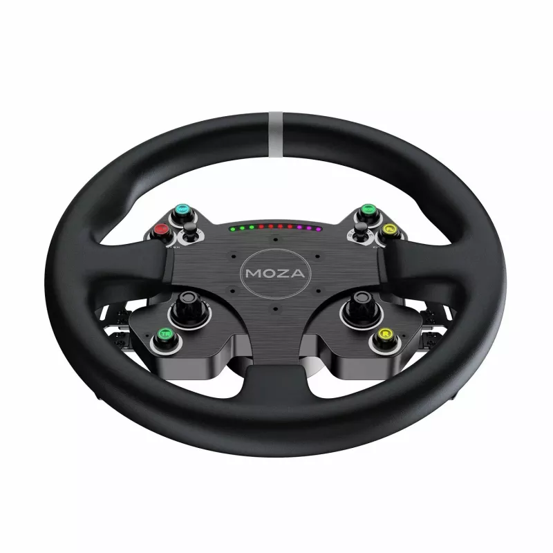 Volante Moza Racing CS V2P Dual Clutch, volante, PC, com fio, USB, Preto, Alumínio