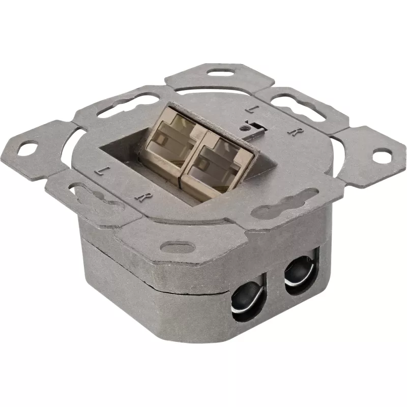 Tomada de parede InLine Cat.6 2x RJ45 horizontal — montagem à superfície ou embutida