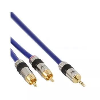 Cabo de áudio InLine Premium 2x ficha RCA / jack 3,5 mm banhado a ouro 2 m