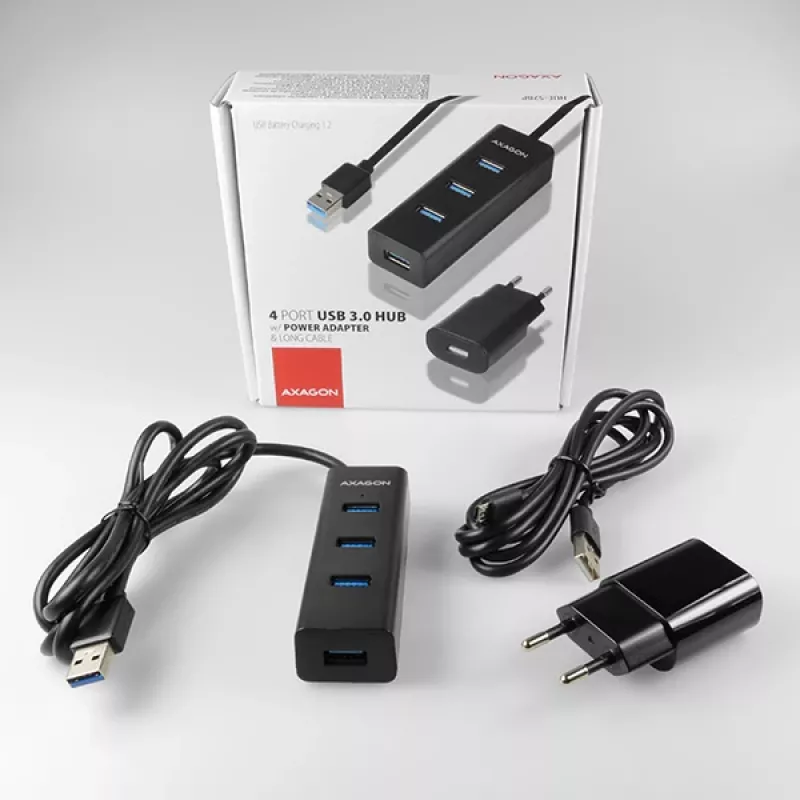 Axagon HUE-S2BP hub de carregamento 4x USB 3.0 com cabo de 1,2 m incl. fonte de alimentação