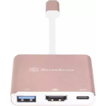 Adaptador de vídeo USB-C para HDMI SILVERSTONE EP08 (USB-C 3.1, HDMI) rosa