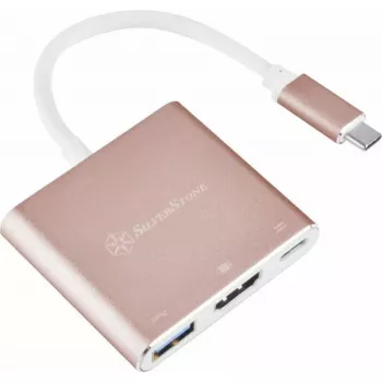 Adaptador de vídeo USB-C para HDMI SILVERSTONE EP08 (USB-C 3.1, HDMI) rosa
