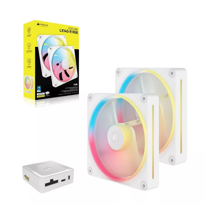 Kit inicial de ventoinhas CORSAIR Icue Link Lx140-r RGB 140mm PWM Reverse - branco