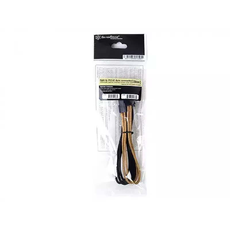 Cabo de extensão SilverStone PP07-IDE6BG de PCIe de 6 pinos para PCIe de 6 pinos, 250 mm, preto/dourado