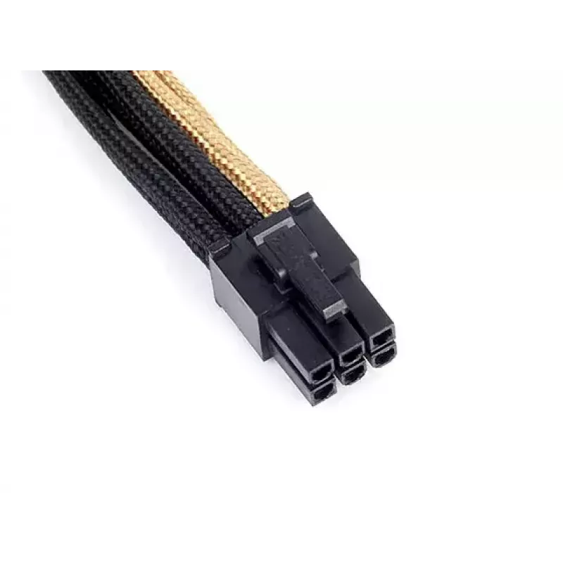 Cabo de extensão SilverStone PP07-IDE6BG de PCIe de 6 pinos para PCIe de 6 pinos, 250 mm, preto/dourado
