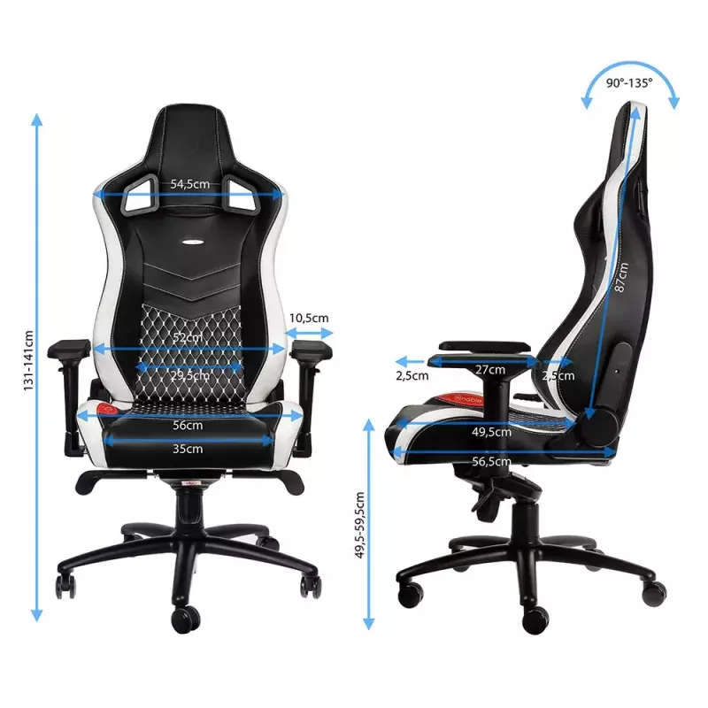 noblechairs EPIC Real Leather cadeira gaming NBL-RL-EPC-001, preta/branca/vermelha
