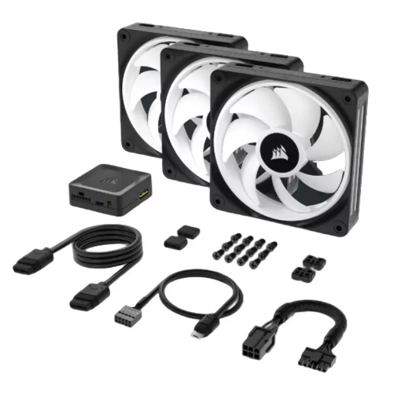 Kit inicial de ventoinhas CORSAIR Qx RGB Series Icue Link Qx120 RGB 120 mm com RGB magnético