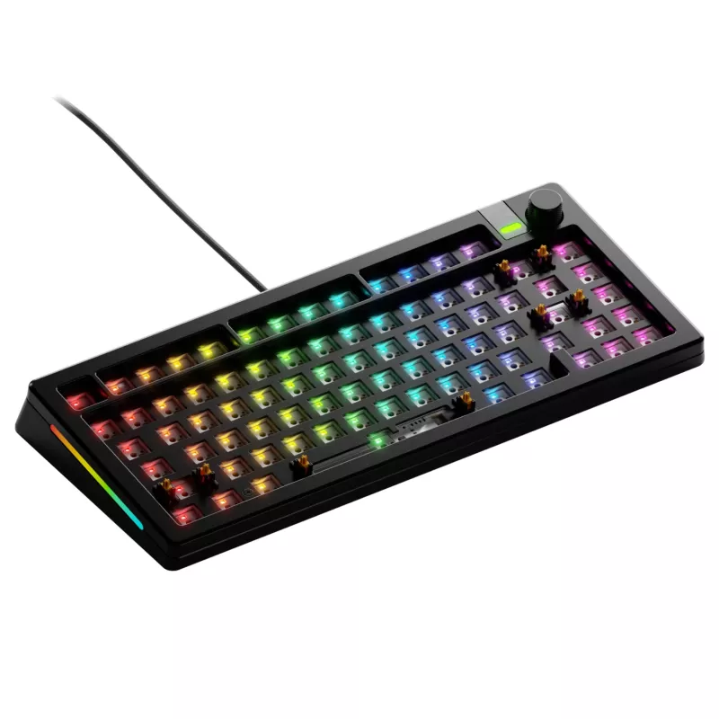 Glorious GMMK 3 Pro 75% teclado gaming barebone GLO-KB-GMMK3-PRO-75-BB-W-BLK-US, com fio, disposição ANSI US, preto