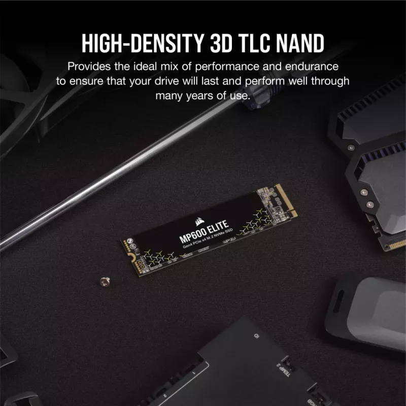 SSD Corsair MP600 Elite CSSD-F1000GBMP600ENH, 1 TB, M.2 2280, PCIe 4.0 x4 NVMe, 3D TLC, encriptação AES de 256 bits
