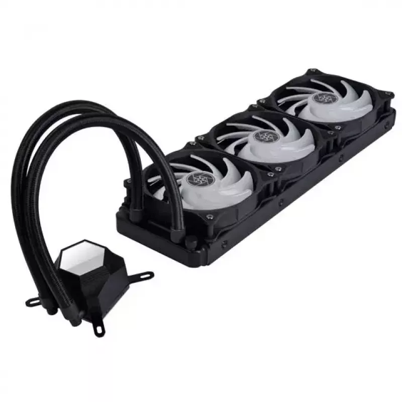Refrigeração líquida AiO para CPU SilverStone Permafrost PF360-ARGB V2 SST-PF360-ARGB-V2 de 360 mm, ARGB, com controlador RGB incluído, preta