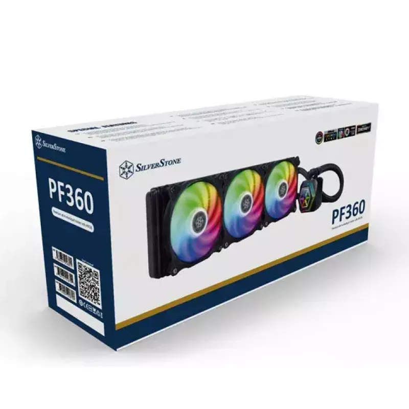 Refrigeração líquida AiO para CPU SilverStone Permafrost PF360-ARGB V2 SST-PF360-ARGB-V2 de 360 mm, ARGB, com controlador RGB incluído, preta