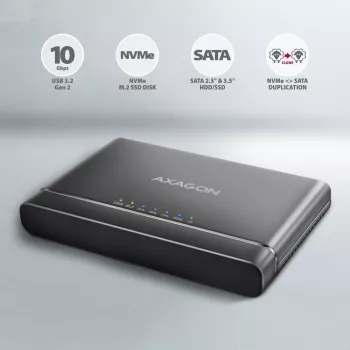 Clone Master USB-C Axagon ADSA-CC NVMe M.2 SSD e SATA HDD