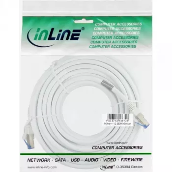 Cabo Patch InLine S/FTP PiMF Cat.6A halogen free 500MHz branco 1m