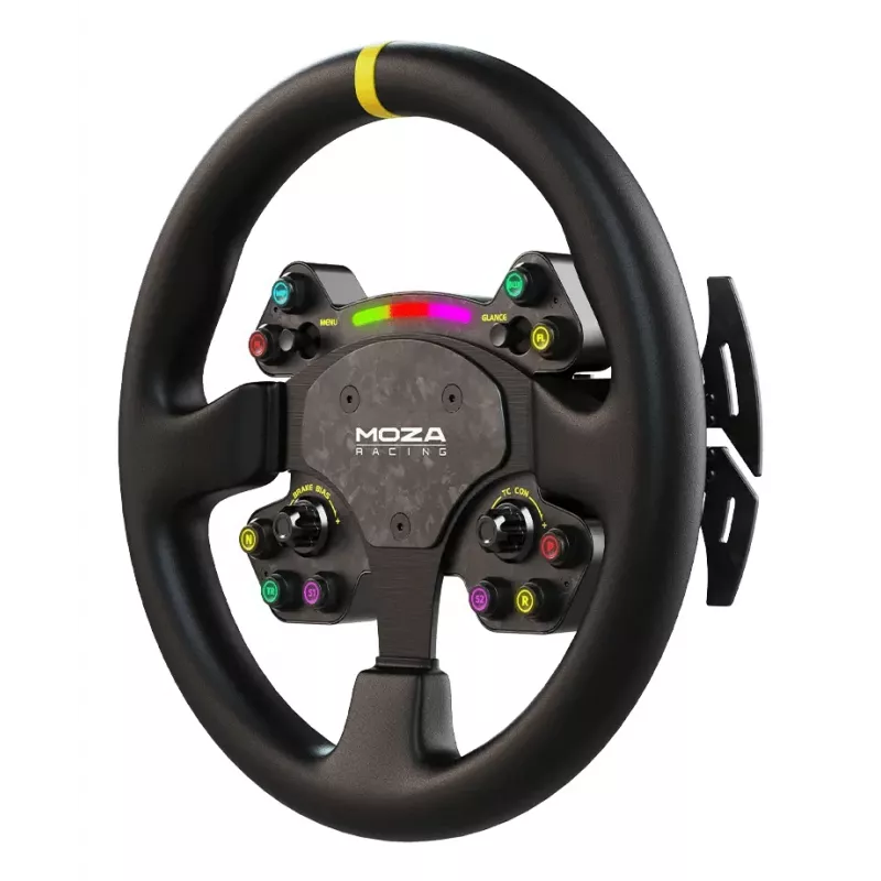 Volante Moza Racing RS V2, volante, PC, Multi, com fios e sem fios, Preto, fibra de carbono, pele