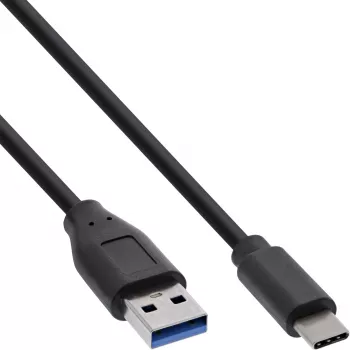 Cabo InLine USB 3.2 Gen.1x2, ficha USB-C / ficha USB-A, preto, 1 m