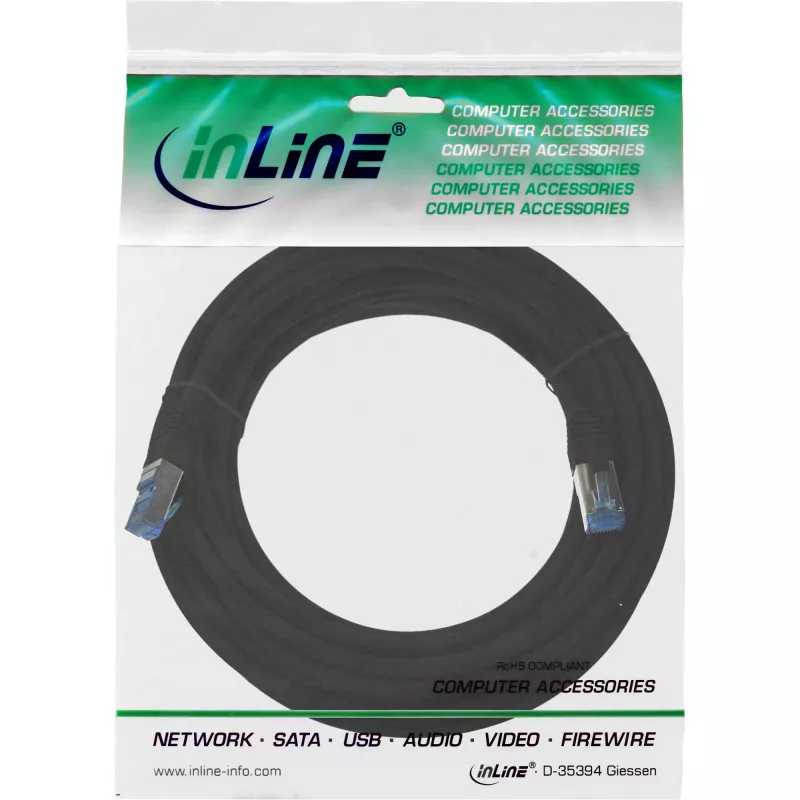 Cabo de rede InLine S/FTP PiMF Cat.6A sem halogéneos 500 MHz preto 5 m