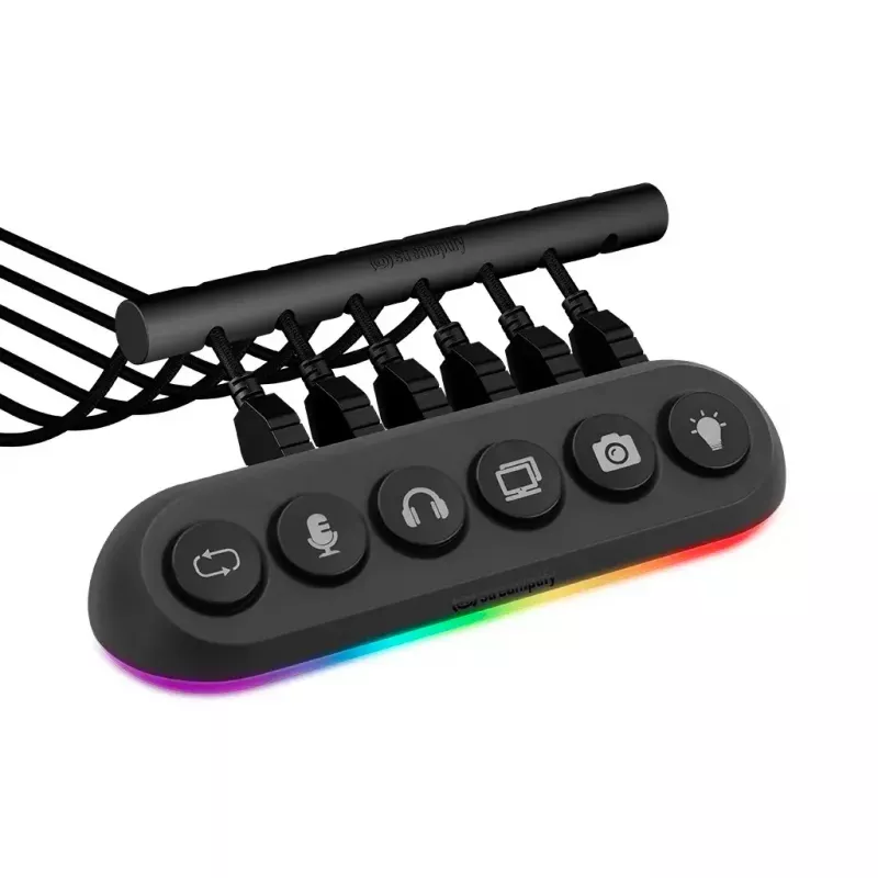 Streamplify HUB DECK 5 hub USB, 4x USB 3.0, 1x USB 2.0, RGB, 12V, cabo de alimentação UE, preto