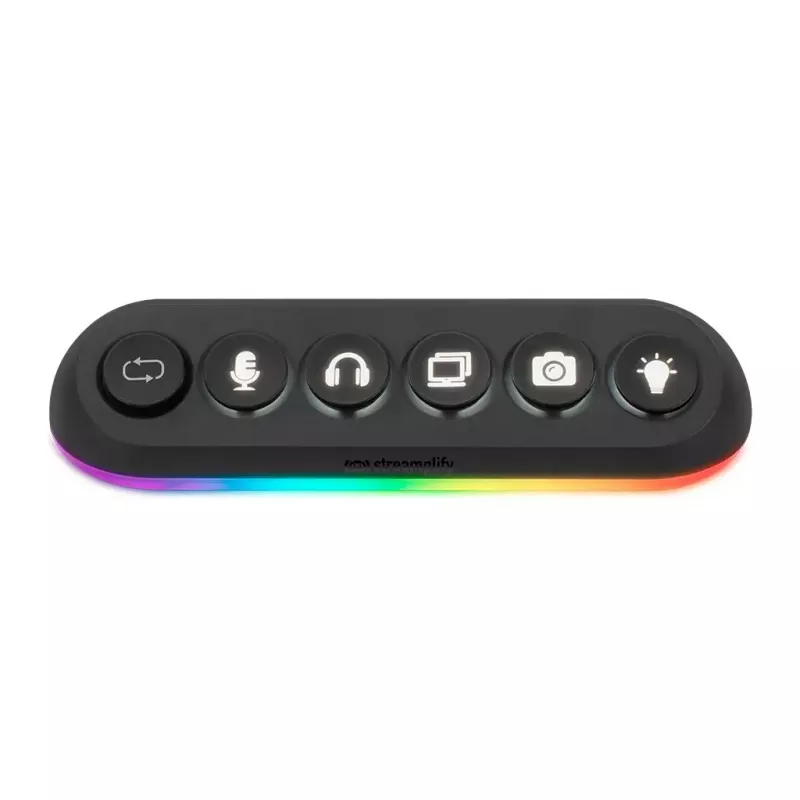 Streamplify HUB DECK 5 hub USB, 4x USB 3.0, 1x USB 2.0, RGB, 12V, cabo de alimentação UE, preto