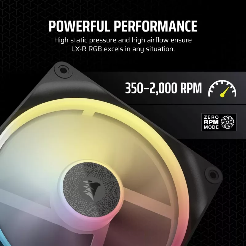 Ventoinha Corsair iCUE LINK LX140-R RGB 14 cm preta 2000 rpm 3,55 mmH2O
